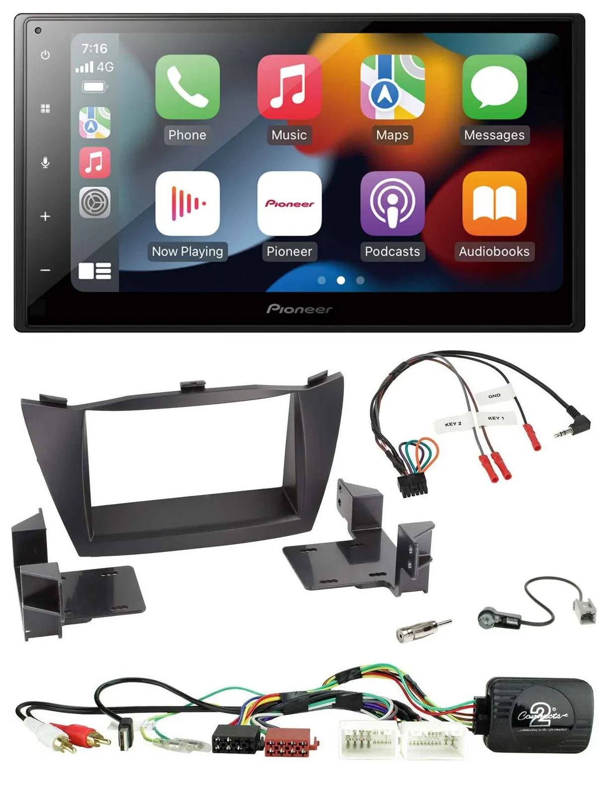 Автомагнитола для Hyundai Tucson (2010–2015) Pioneer 2-DIN DAB Bluetooth USB, совместимая с кнопками на руле