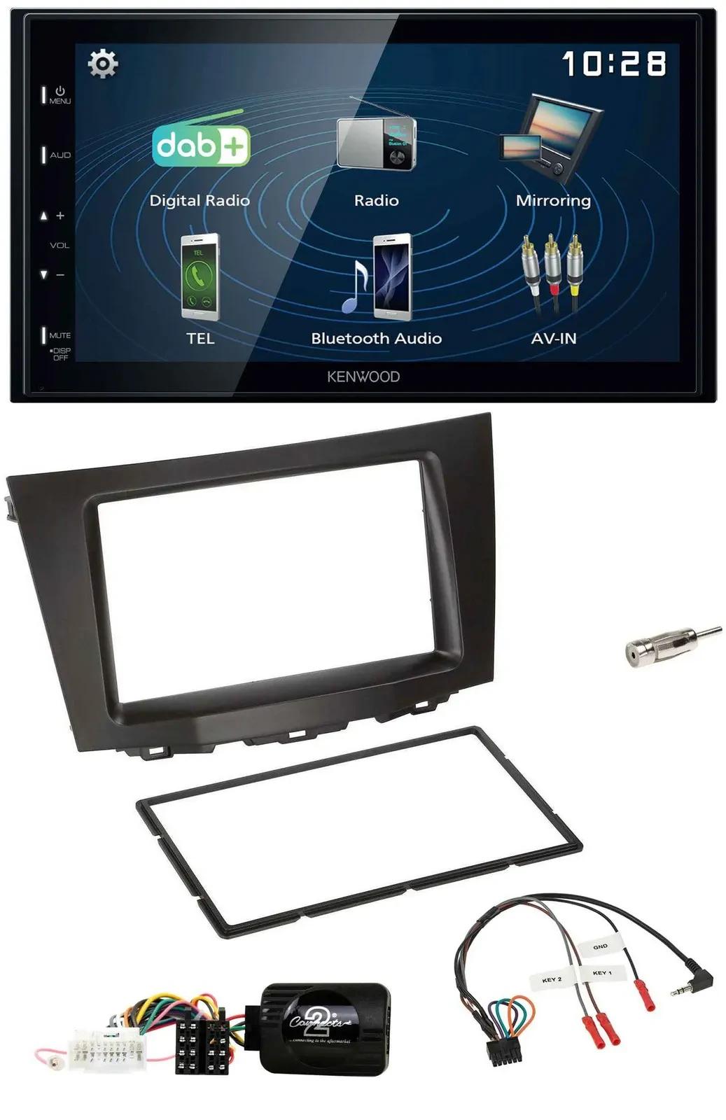 Kenwood 2DIN Bluetooth Lenkrad USB DAB Autoradio für Suzuki Kizashi ab 2010