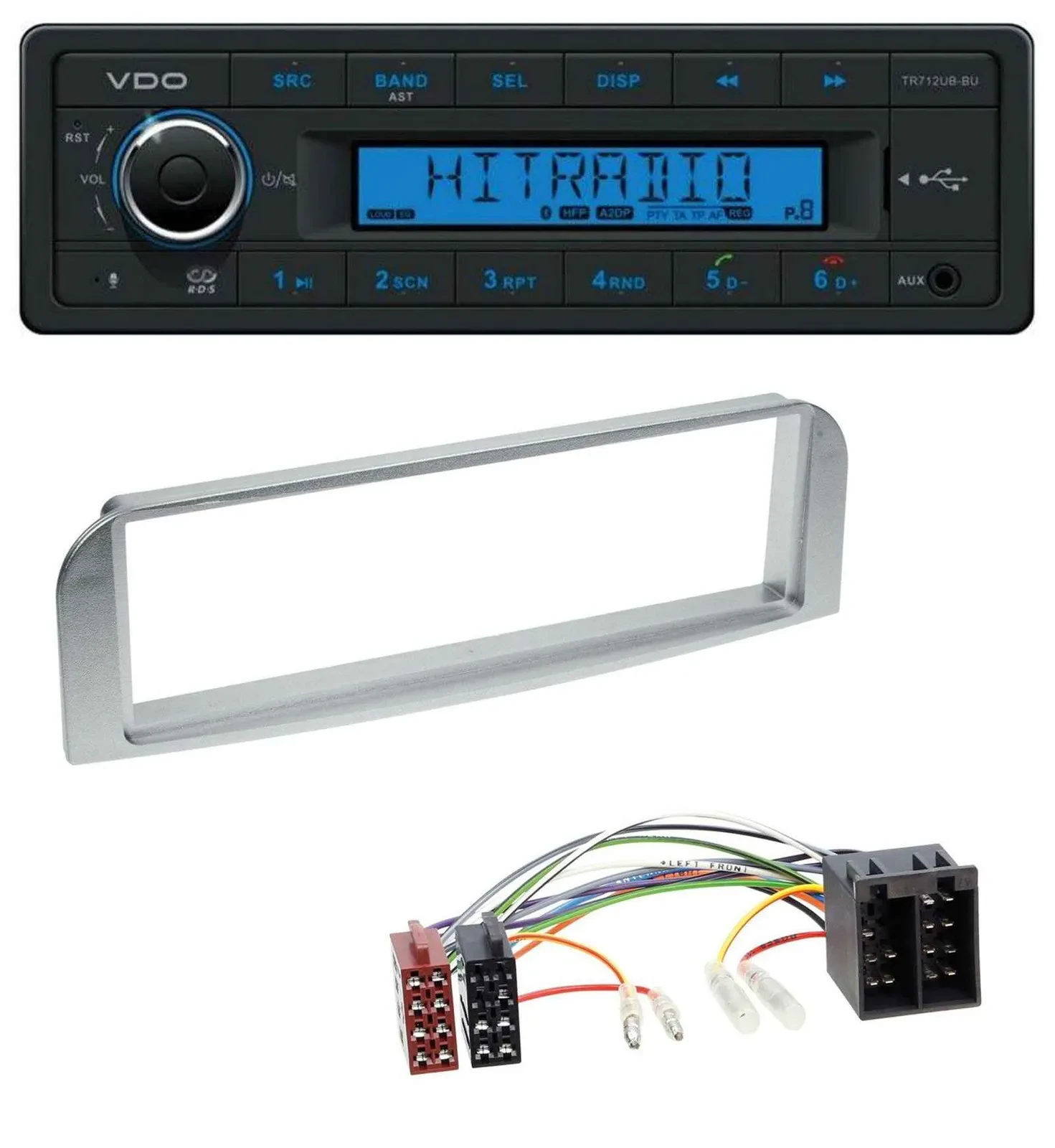 VDO Bluetooth AUX USB MP3 Autoradio für Alfa Romeo 147, GT - silbergrau