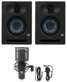 Pair Presonus Eris Studio 5 Powered Active 5" Studio Monitors + Recording Mic