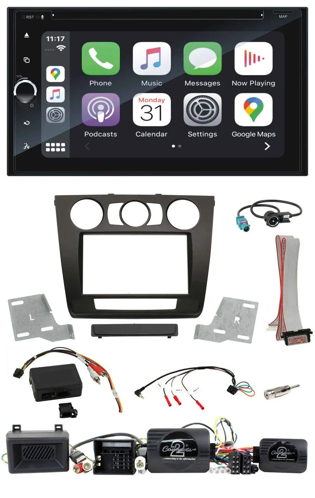 Автомагнитола Blaupunkt 2-DIN DAB USB Bluetooth, TMC навигация, для BMW 1 Series, поддержка кнопок на руле, активный PDC