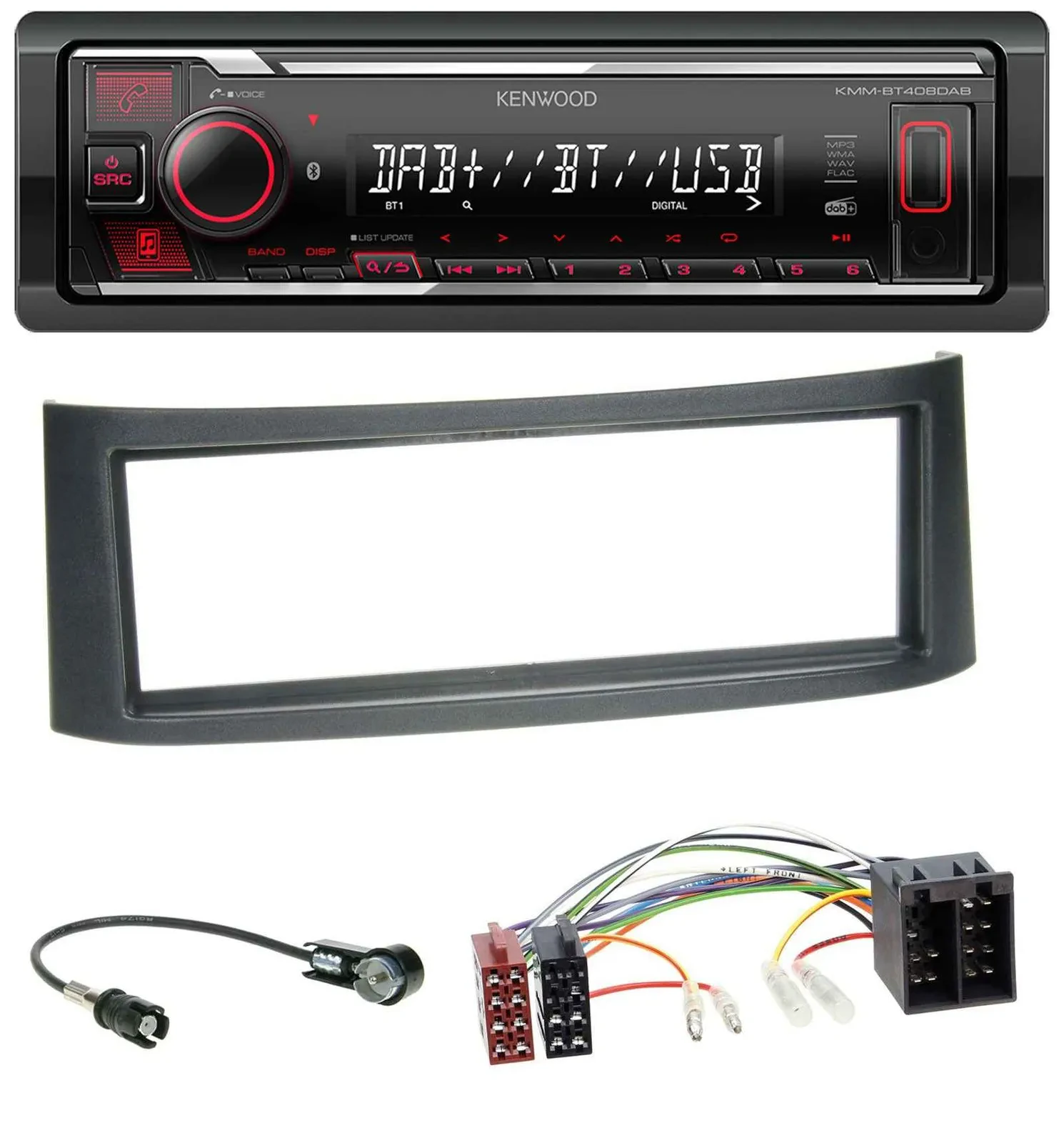 Kenwood MP3 Bluetooth USB DAB Autoradio für Smart Roadster (452)