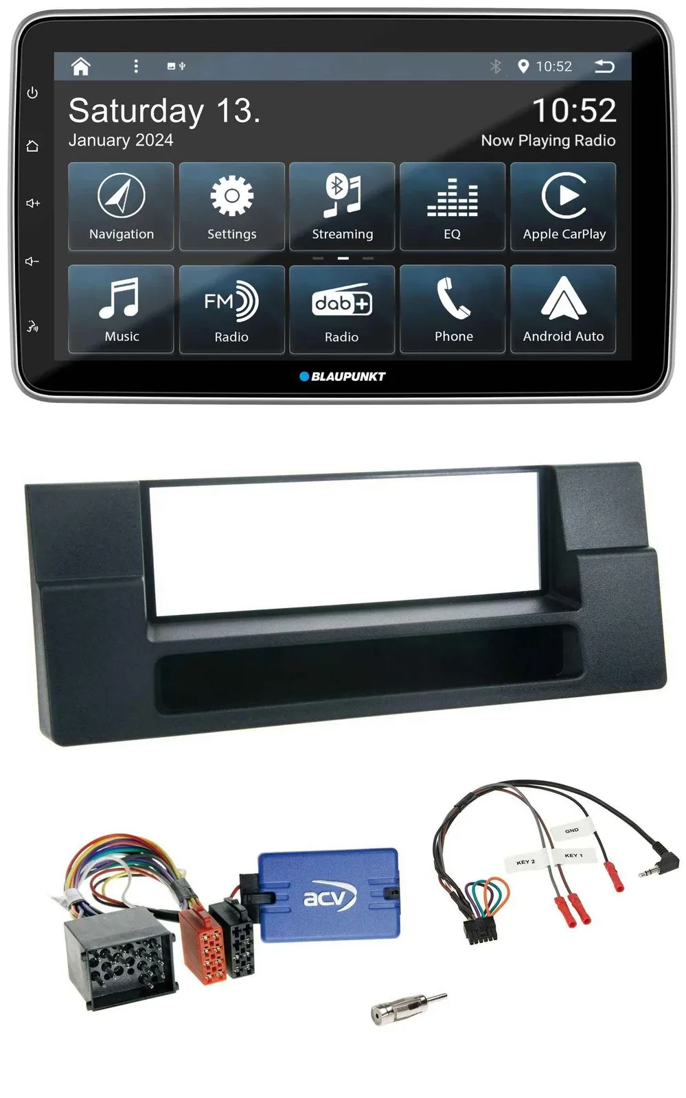 Blaupunkt USB DAB SD Lenkrad Bluetooth Autoradio für BMW 5er Ablage Rundpin