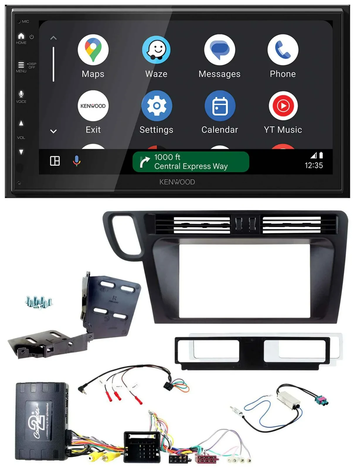 Автомагнитола Kenwood 2DIN DAB Bluetooth USB для Audi Q5 (8R) 2008–2017 с адаптером управления на руле
