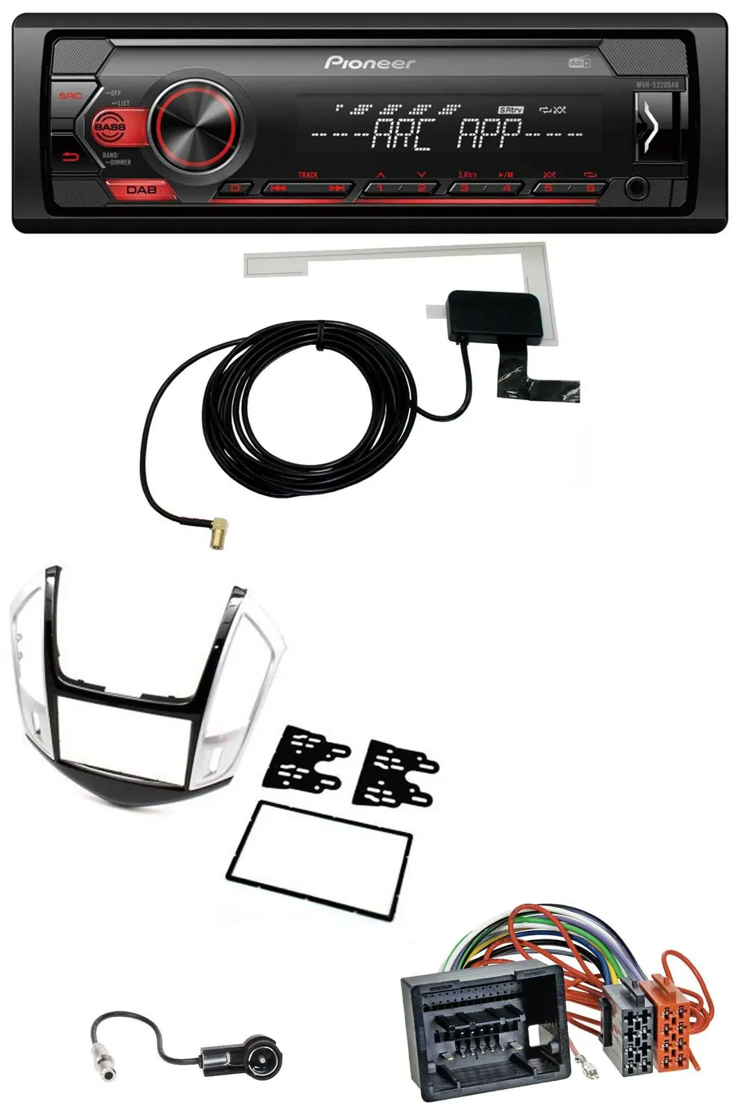 Автомагнитола для Chevrolet Cruze 2011–2016 Pioneer 1DIN USB DAB MP3 AUX серебристая