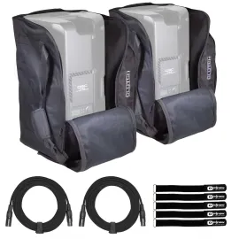 Pro Audio DJ Universal 12" Loudspeaker Padded Tote Carry Bags w 20' XLR Cables