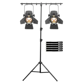 Chauvet DJ EVE TF-20X Black Fresnel Luminaires Lights Pair with T-Bar Stand