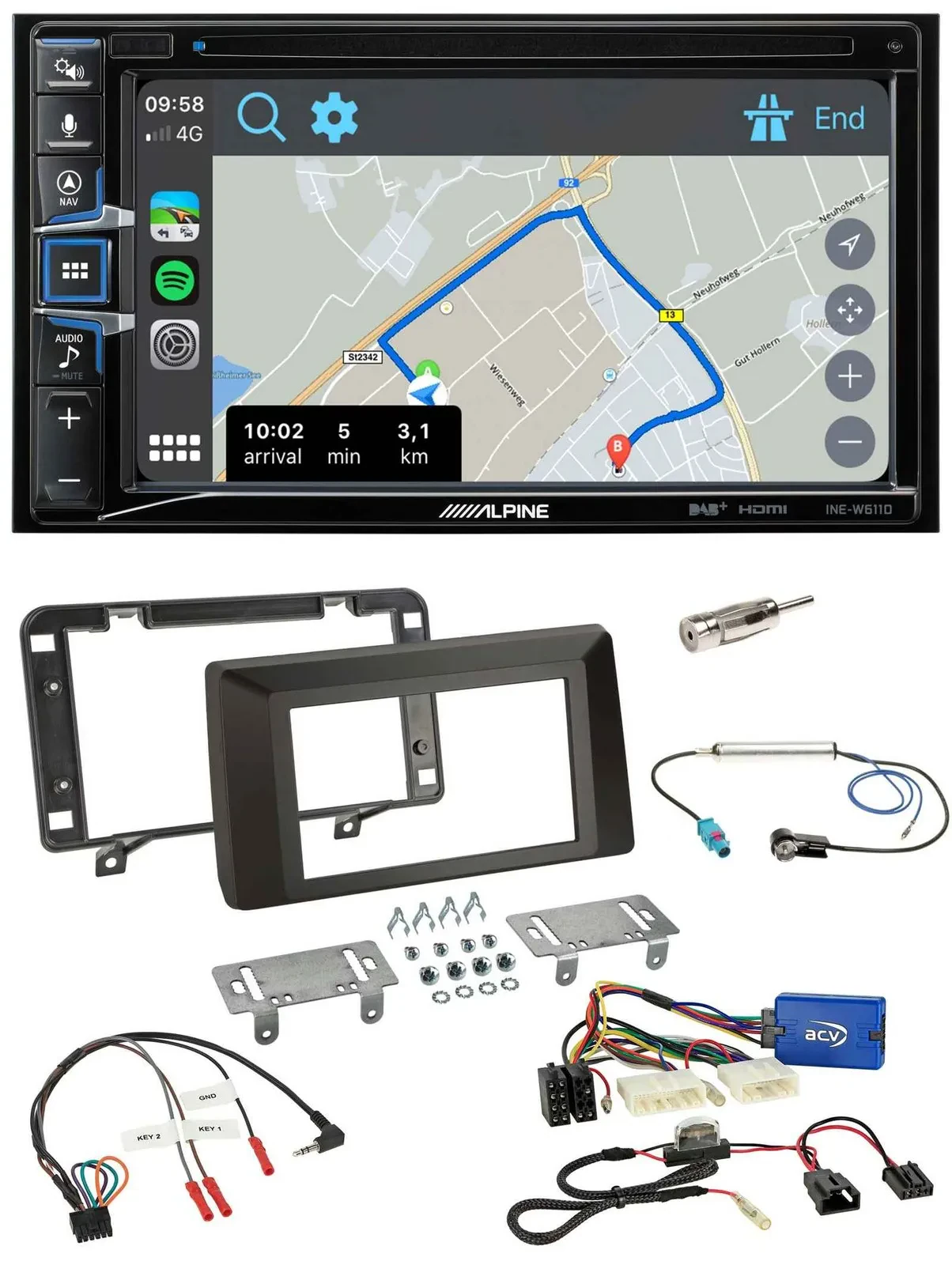 Alpine DAB TMC Bluetooth 2DIN USB Lenkrad Navigation für Dacia Duster ab 2021