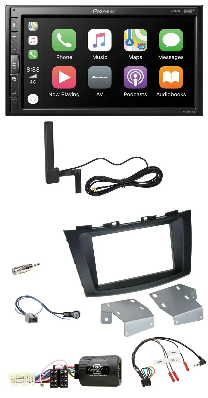 Автомагнитола для Suzuki Swift (с 2011) Pioneer 2-DIN, USB, Bluetooth, DAB, поддержка кнопок на руле