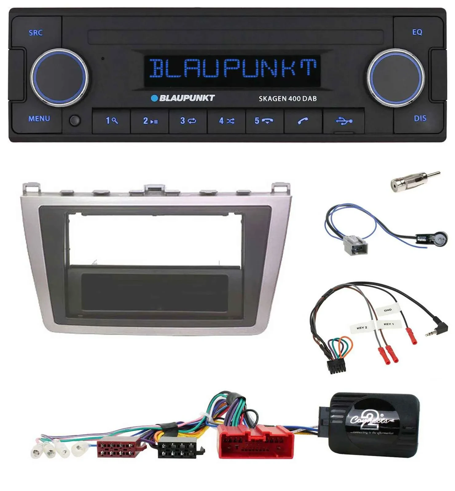 Blaupunkt DAB USB Bluetooth Lenkrad Autoradio für Mazda 6 08-12 silber schwarz