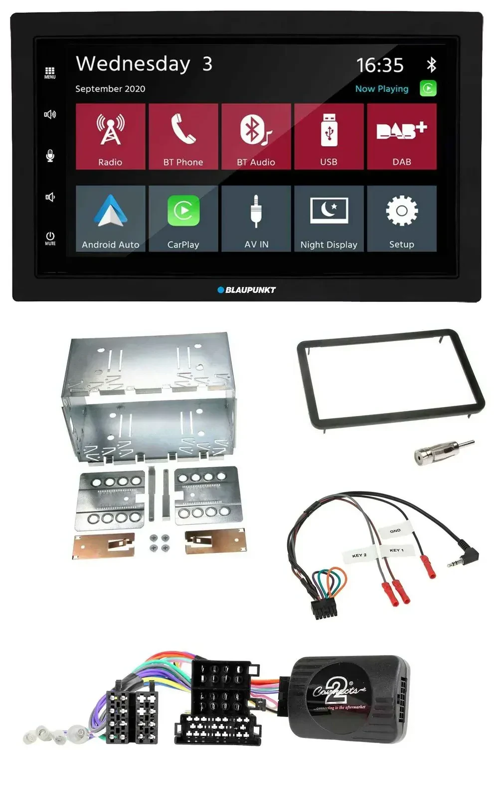 Автомагнитола Blaupunkt 2-DIN, USB, Bluetooth, DAB, для Alfa Romeo 159/Brera/Spid, поддержка управления с руля