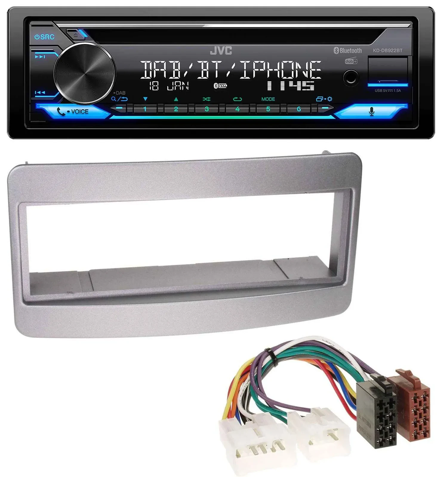 JVC Bluetooth MP3 USB DAB CD Autoradio für Toyota Celica MR2 dunkelsilber