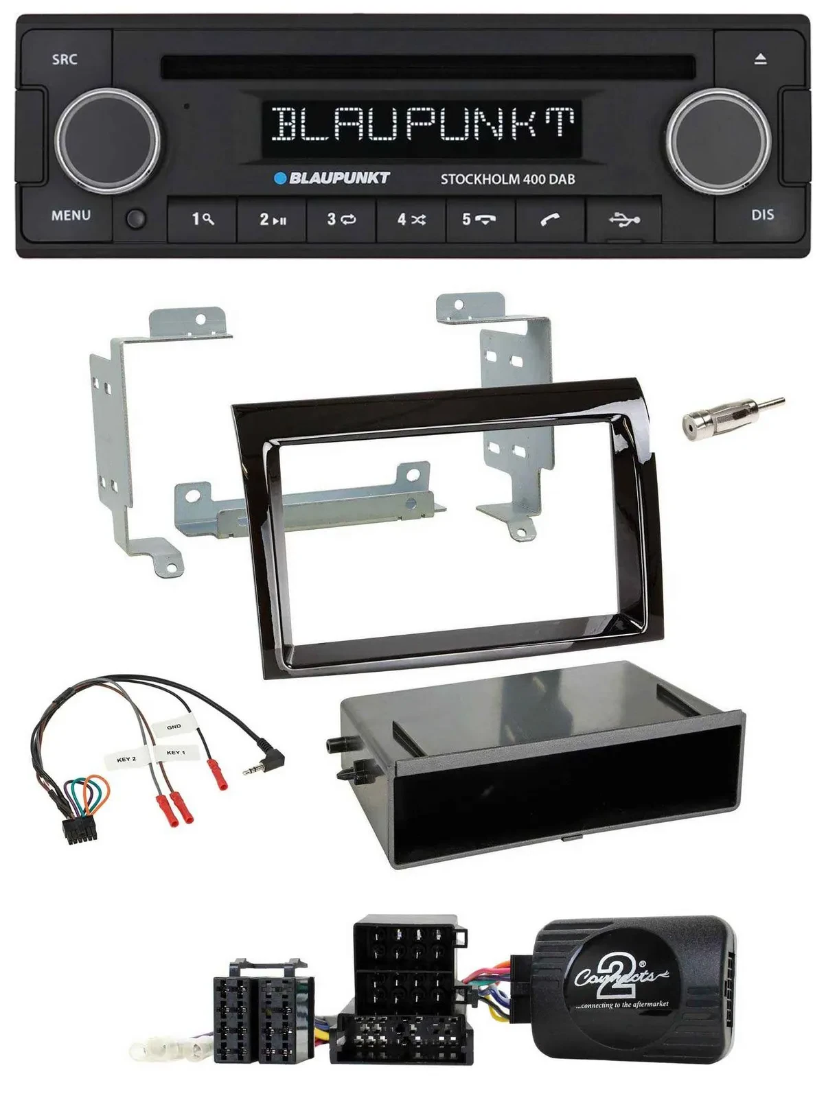 Blaupunkt Lenkrad Bluetooth DAB CD USB Autoradio für Fiat Ducato 2006-2008 piano