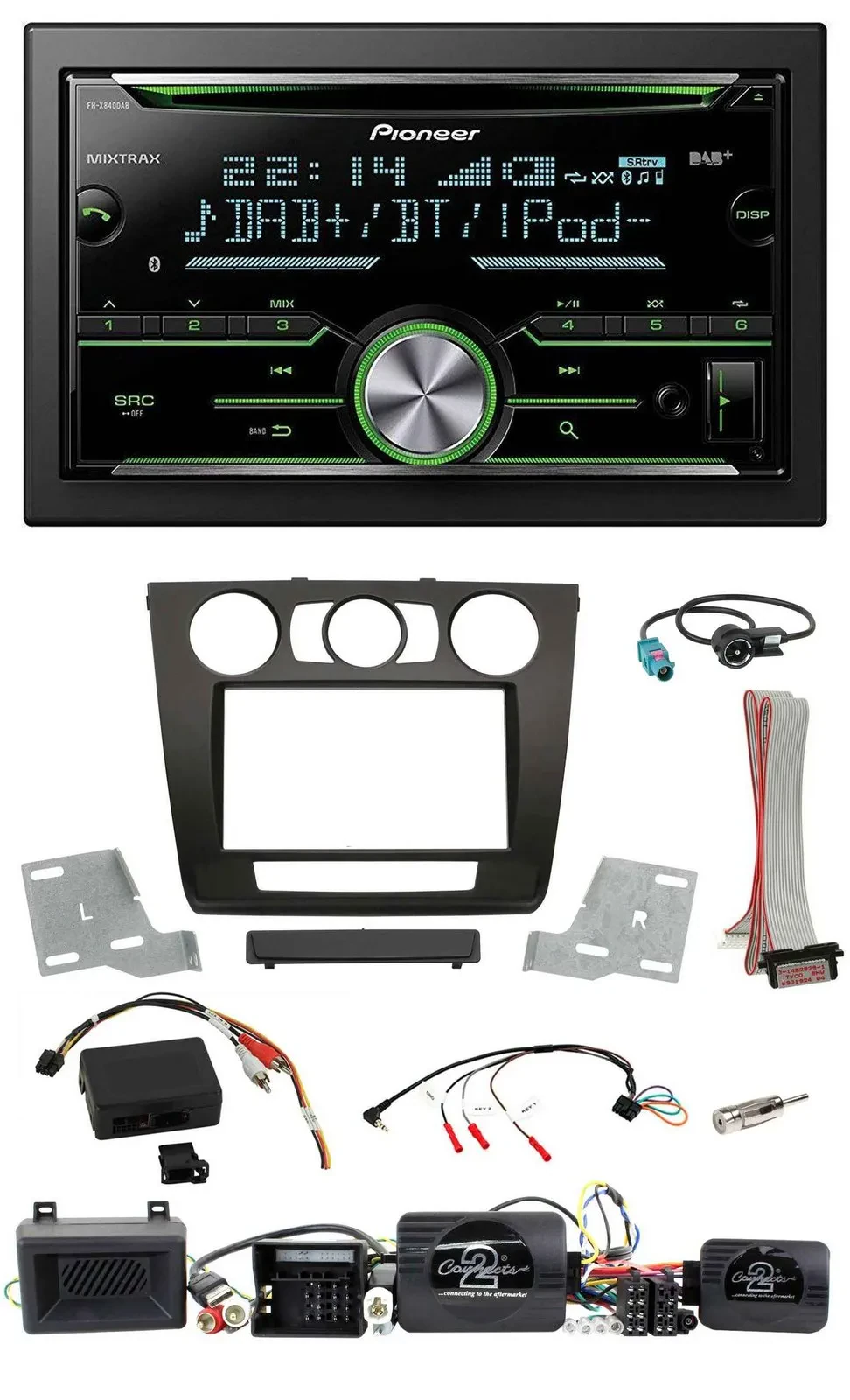 Pioneer Bluetooth Lenkrad DAB 2DIN USB CD Autoradio für BMW 1er Aktiv PDC man. K