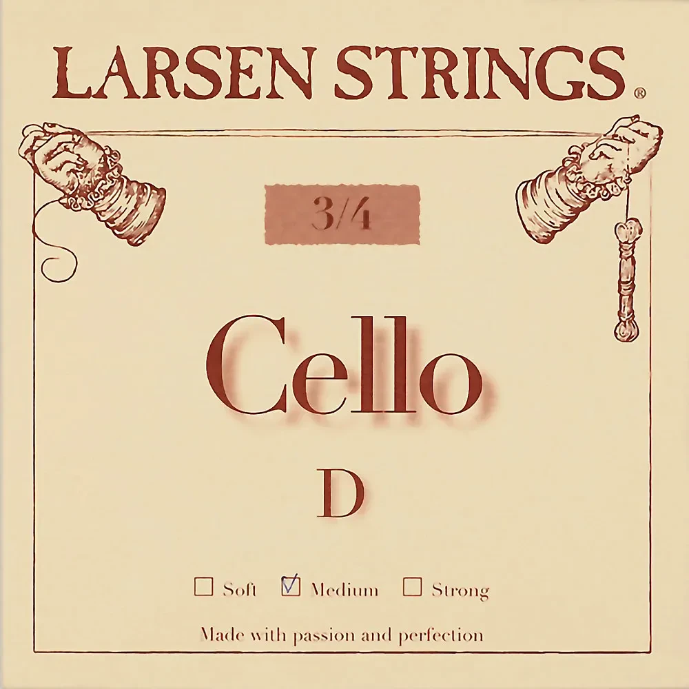 Larsen Strings Original Cello D String 34 Size, Medium Steel, Ball End