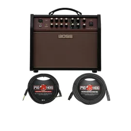 BOSS Acoustic Singer Live LT 60 Watt Bi Amp Acoustic Guitar Amplifier Bundle