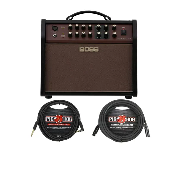 BOSS Acoustic Singer Live LT 60 Watt Bi Amp Acoustic Guitar Amplifier Bundle