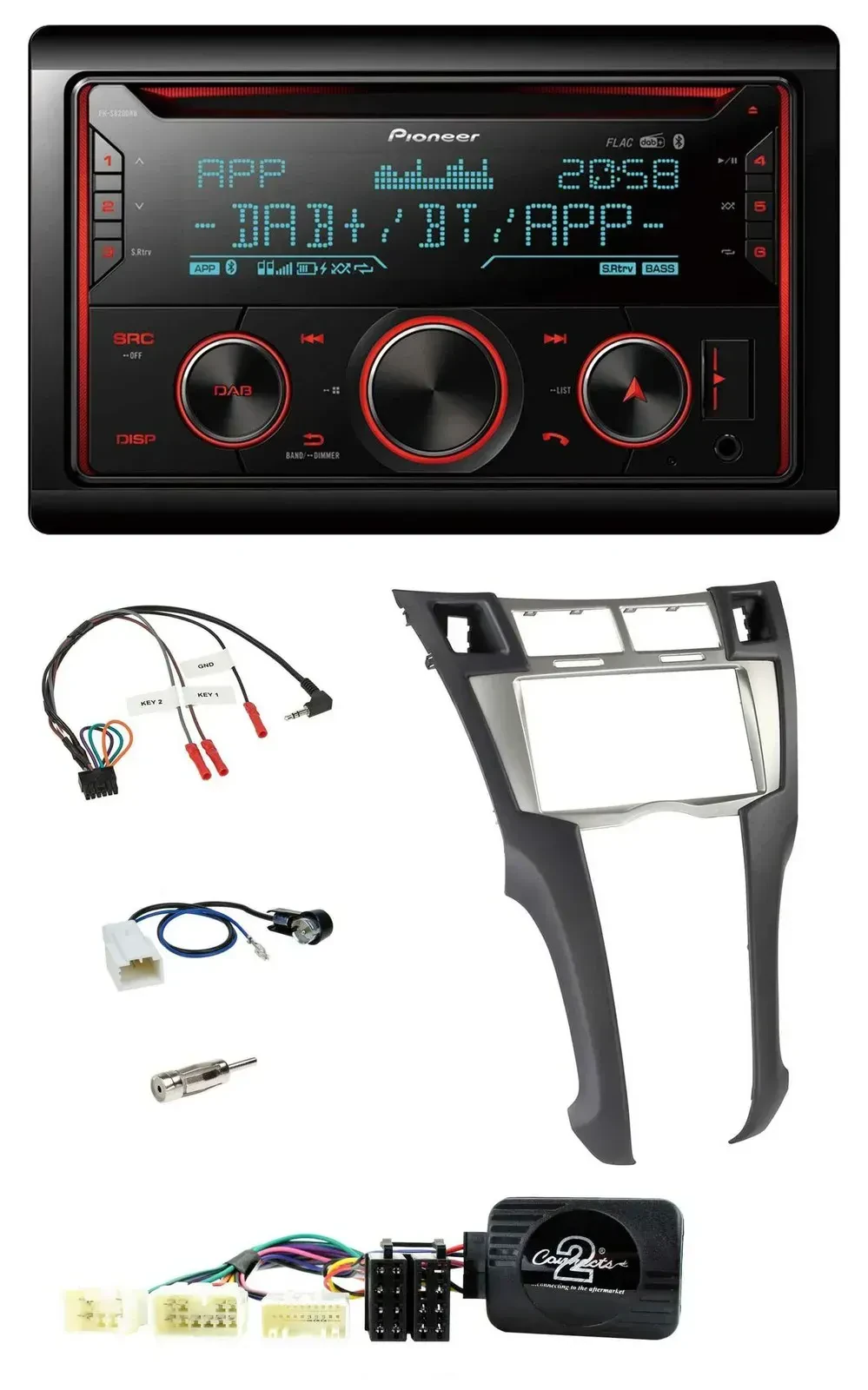 Pioneer 2DIN DAB Lenkrad Bluetooth USB CD Autoradio für Toyota Yaris 2006-2011