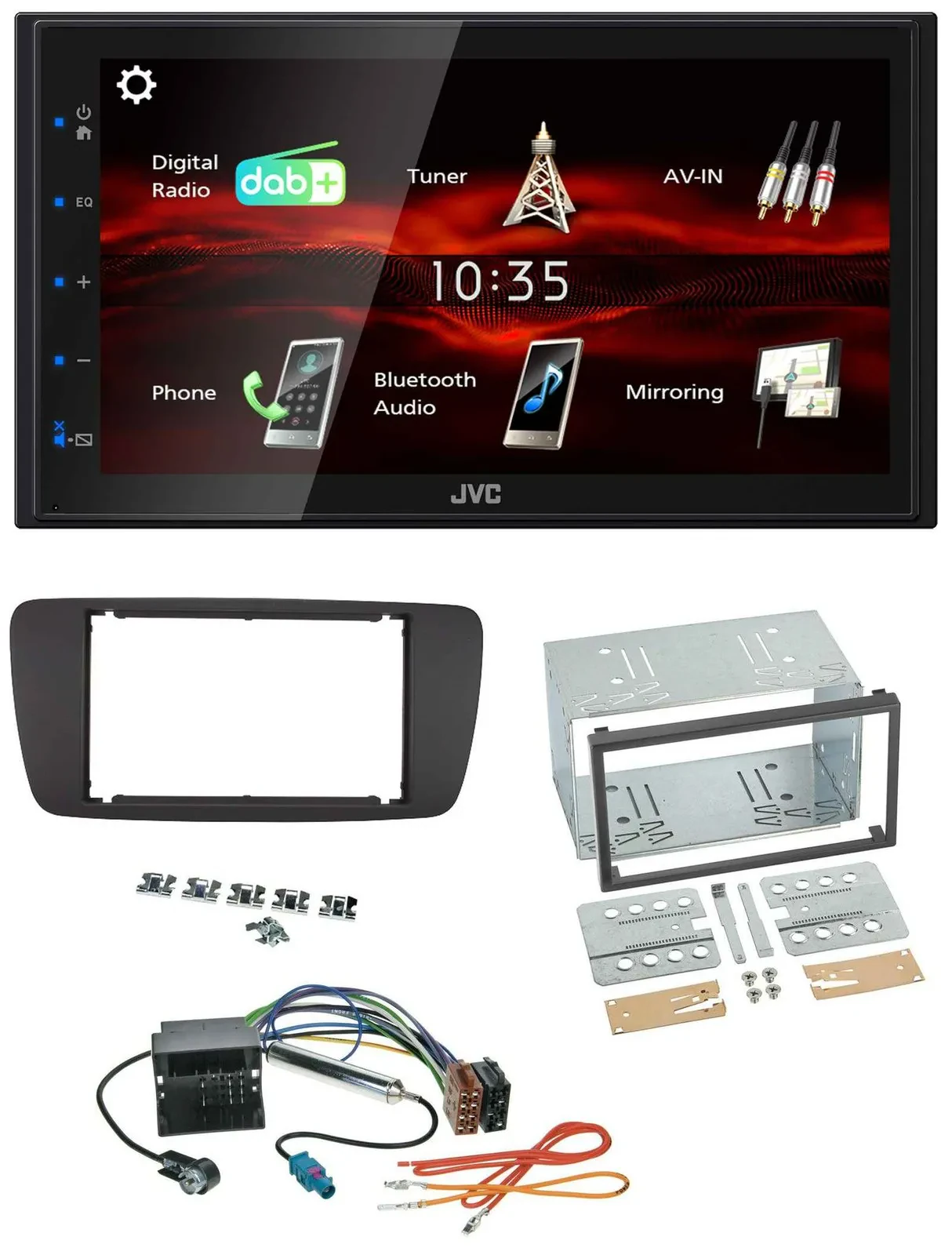 JVC USB Bluetooth MP3 DAB 2DIN Autoradio für Seat Ibiza ab 08 azabacheschwarz