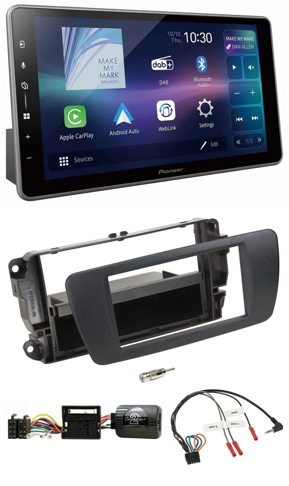 Pioneer Bluetooth USB DAB Lenkrad Autoradio für Seat Ibiza nitschwarz