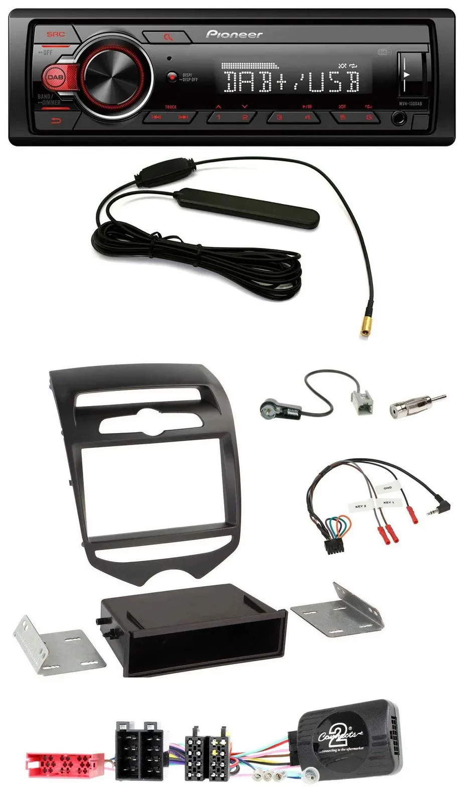 Pioneer MP3 DAB 1DIN Lenkrad USB Autoradio für Hyundai ix20 ab 2010 man. Klima