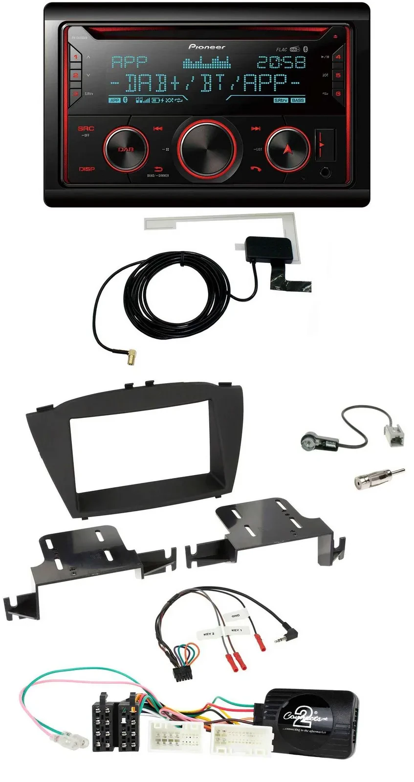 Автомагнитола для Hyundai ix35 (с 2013 г.) Pioneer 2DIN DAB USB CD Bluetooth с управлением с руля