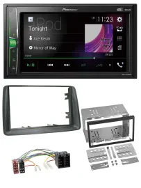 Pioneer 2DIN MP3 DAB USB Bluetooth Autoradio für Fiat Panda 2003-2012 grau