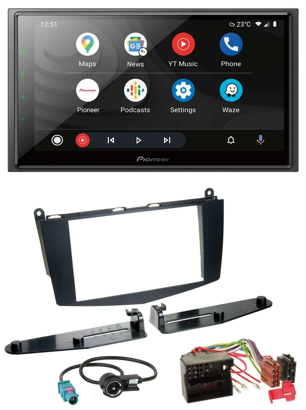 Автомагнитола Pioneer 2DIN, DAB, MP3, Bluetooth, USB для Mercedes C-Class 2007–2011