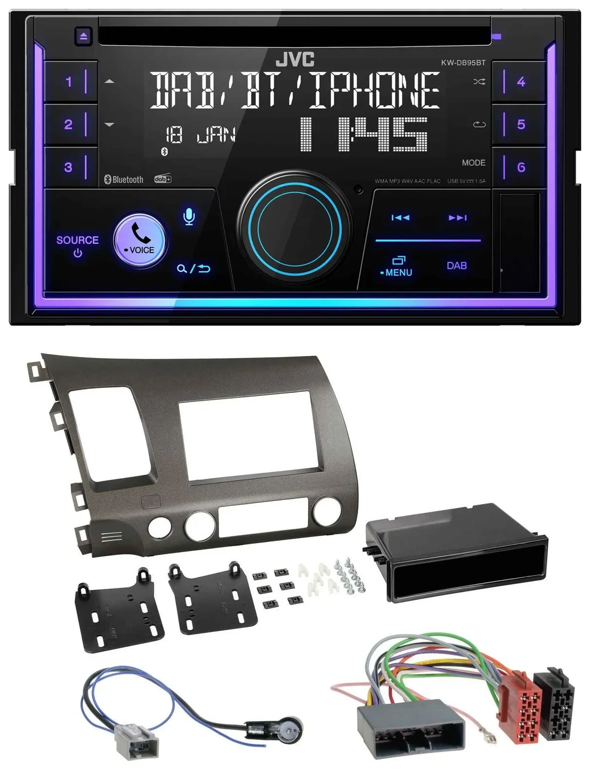 JVC MP3 USB 2DIN DAB Bluetooth CD Autoradio für Honda Civic Hybrid FD3 06-10 ant
