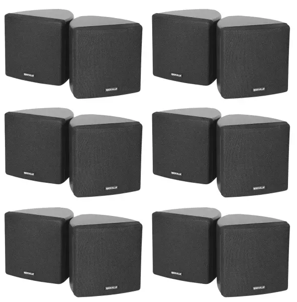 (12) Rockville Cube 70v Black 3.5" Commercial Wall Mount Restaurant/Bar Speakers