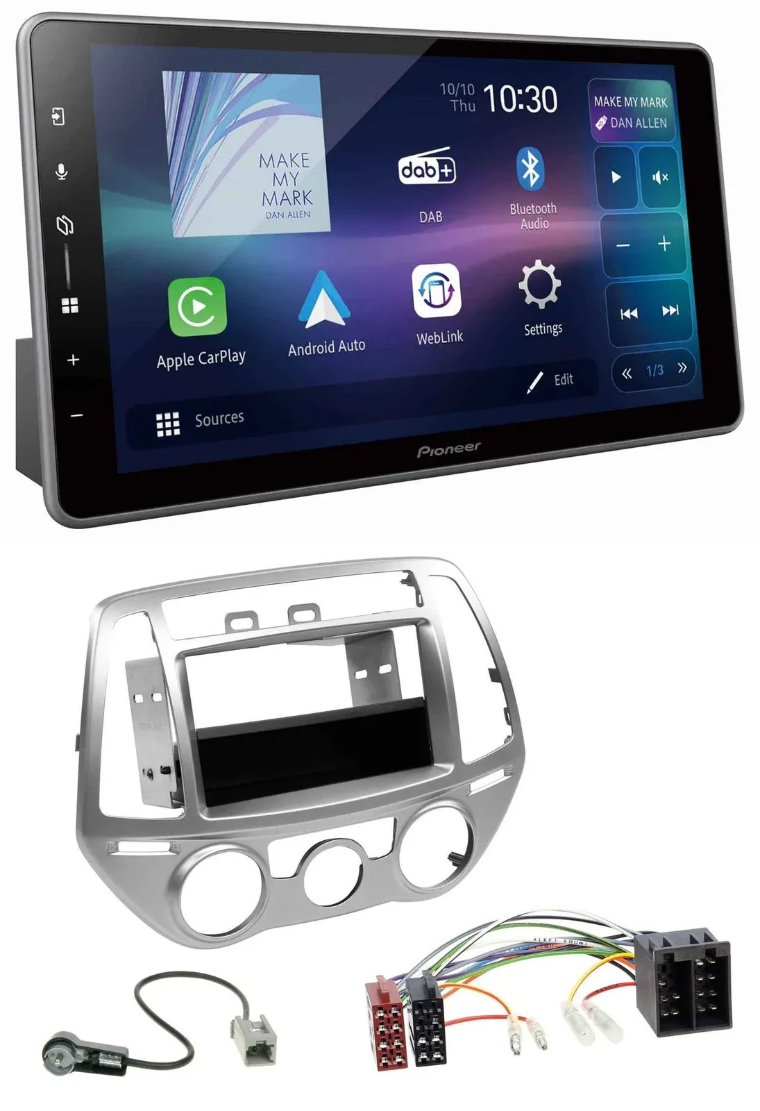 Pioneer Bluetooth USB DAB MP3 Autoradio für Hyundai i20 (12-14) man. Klima