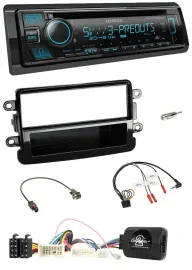 Автомагнитола Kenwood Bluetooth USB CD DAB для Dacia (с 2012), черный глянец