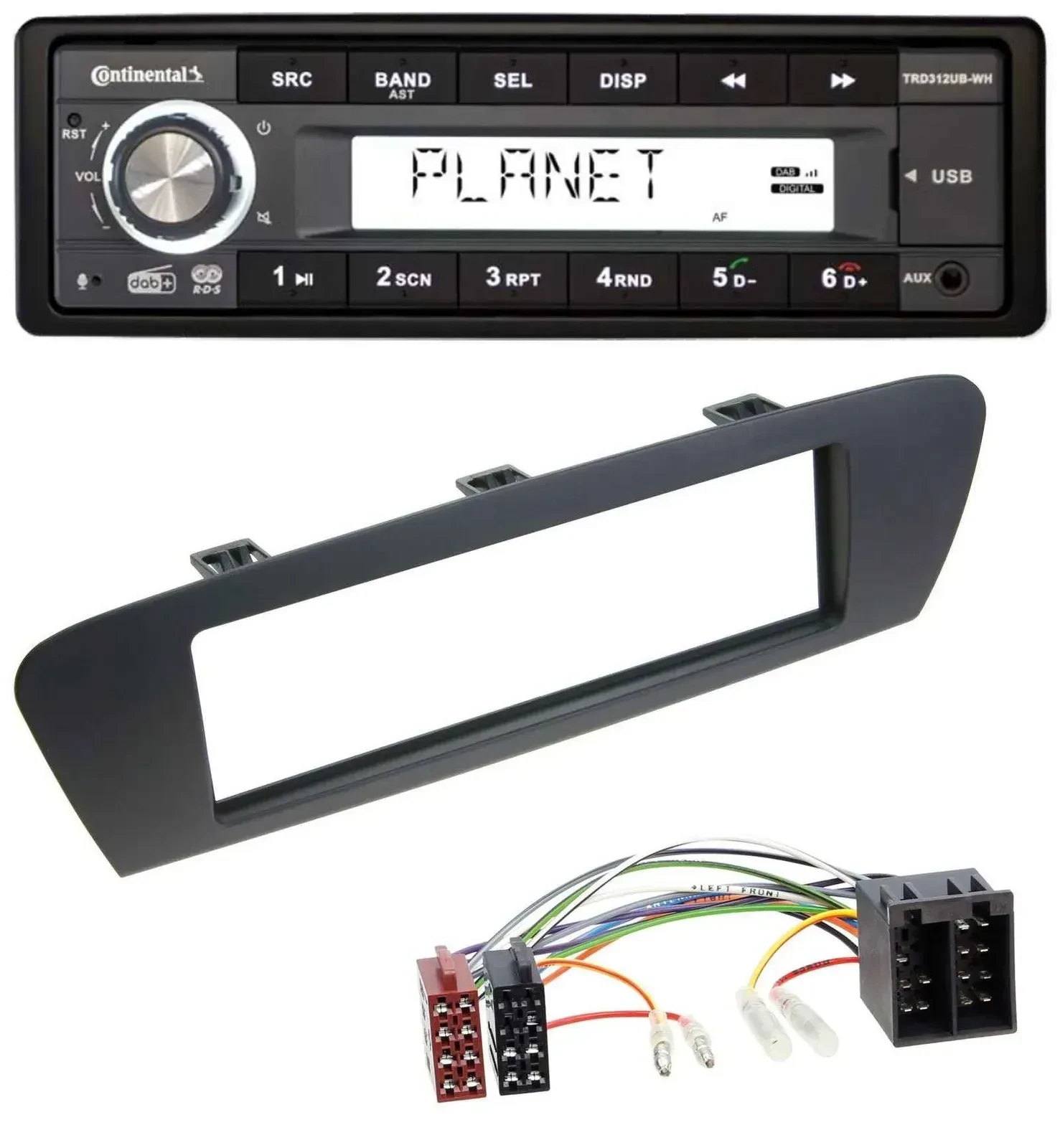 Continental USB 1DIN AUX DAB MP3 Autoradio für Renault Scenic (ab 09) - braun