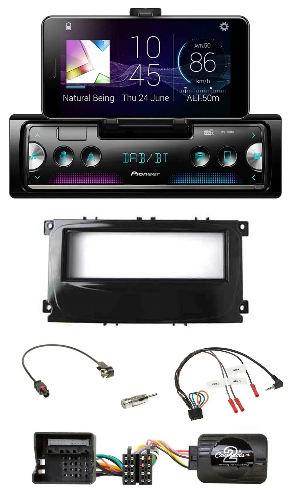 Автомагнитола для Ford Focus (с 2007), Galaxy, C‑Max Pioneer USB, Bluetooth, DAB, поддержка кнопок на руле