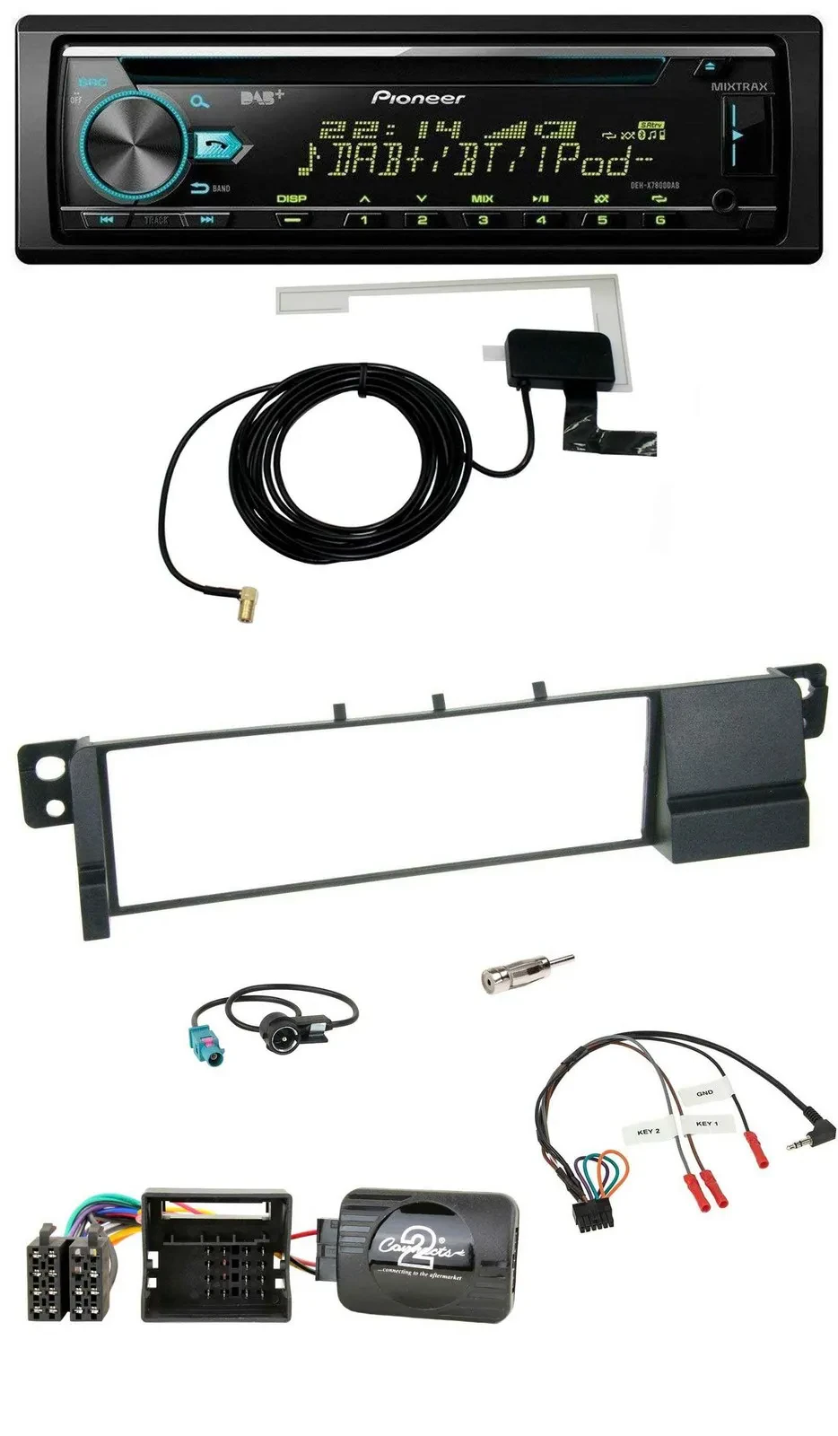 Автомагнитола Pioneer CD/USB, DAB, для BMW 3 Series E46 (2001–2007), Quadlock