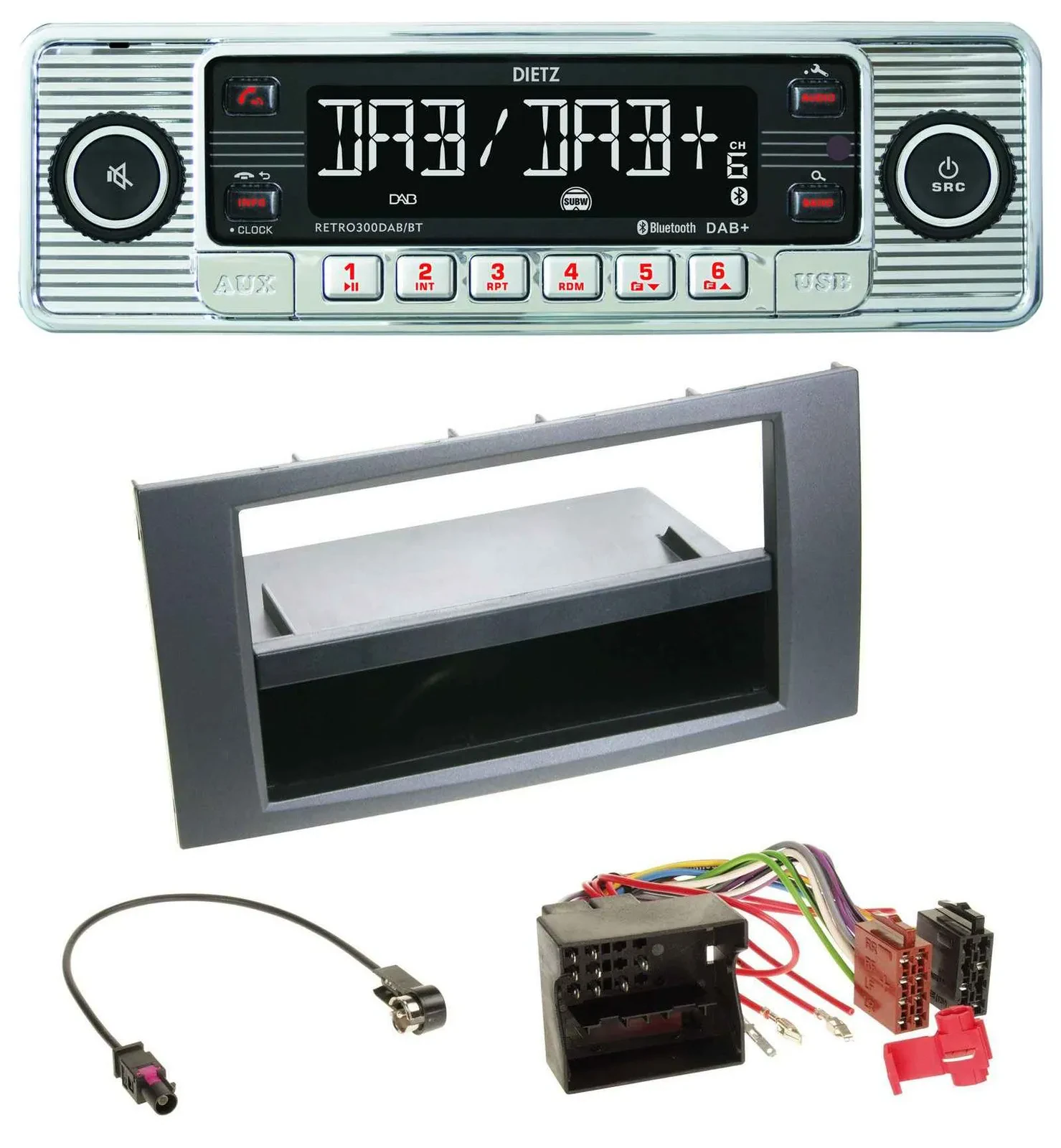 Dietz Bluetooth MP3 DAB USB Autoradio für Ford Fiesta Focus 04-08 anthrazit