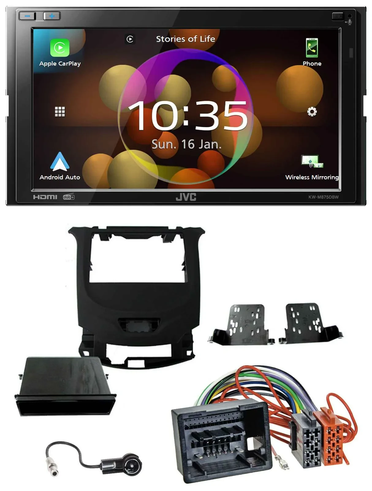 JVC DAB MP3 2DIN Bluetooth USB Autoradio für Chevrolet Cruze ab 16 Klavierlack/s