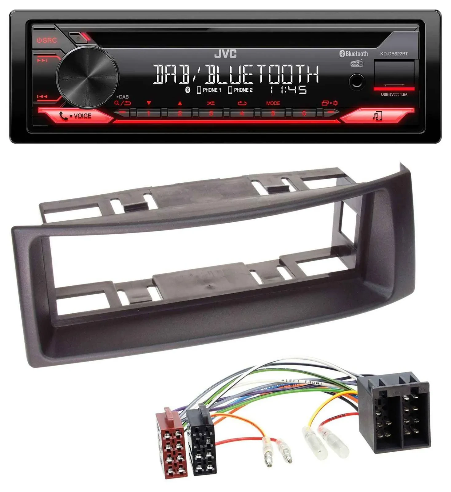 JVC CD DAB USB Bluetooth MP3 Autoradio für Renault Megane Scenic bis 03 schwarz