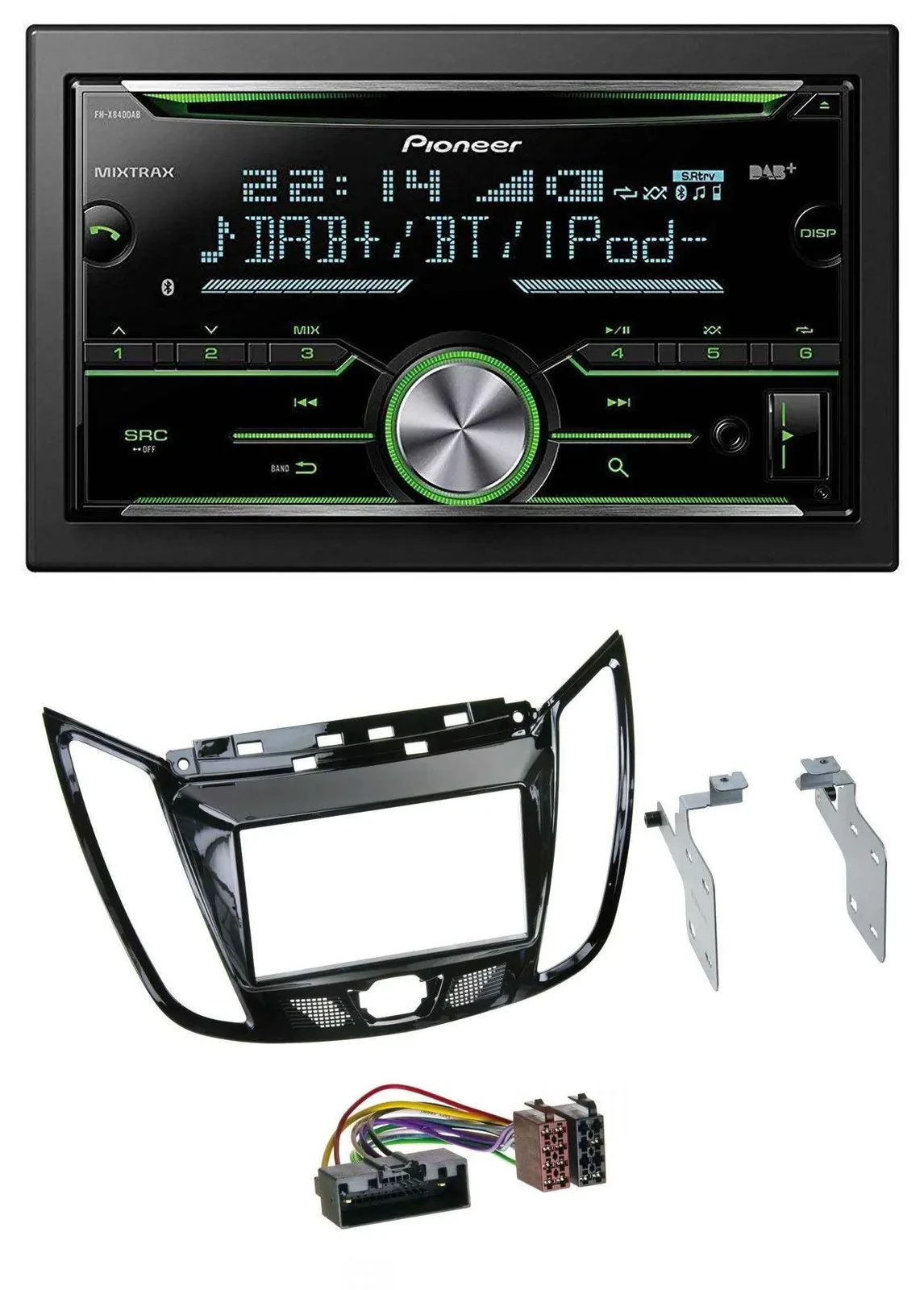 Автомагнитола для Ford C-Max/Kuga Pioneer 2DIN, Bluetooth, DAB, USB, CD, MP3, черный глянец