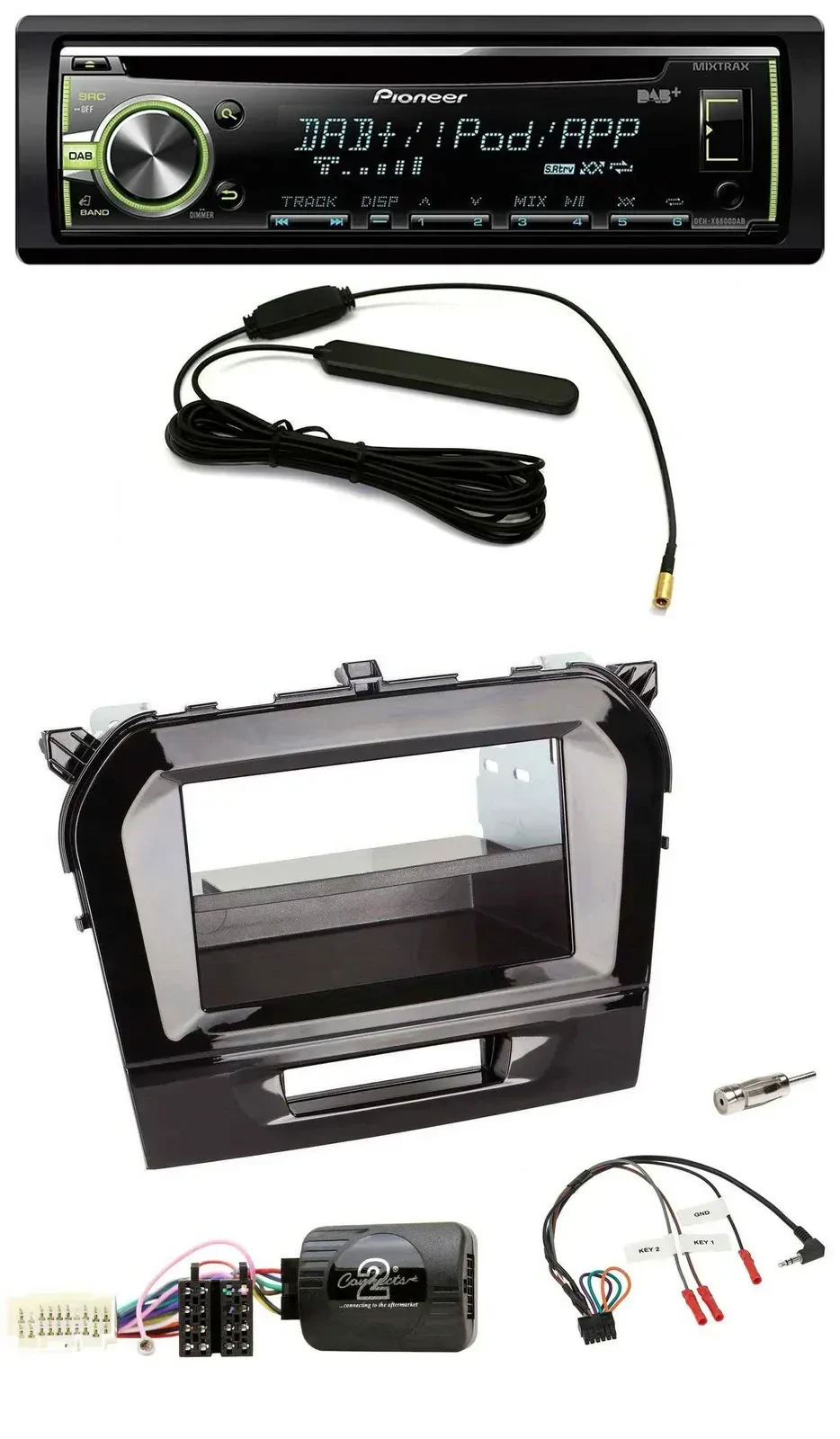 Автомагнитола Pioneer MP3 USB CD DAB для Suzuki Vitara (с 2015), поддержка управления с рулевого колеса, черный глянец