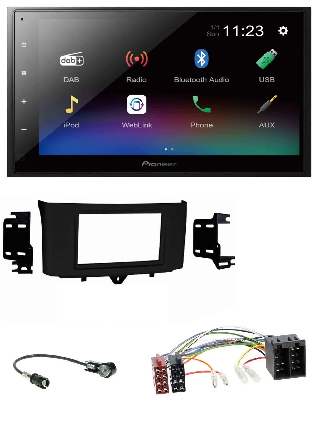 Автомагнитола Pioneer 2DIN USB Bluetooth DAB MP3 для Smart ForTwo (2010–2015) ISO