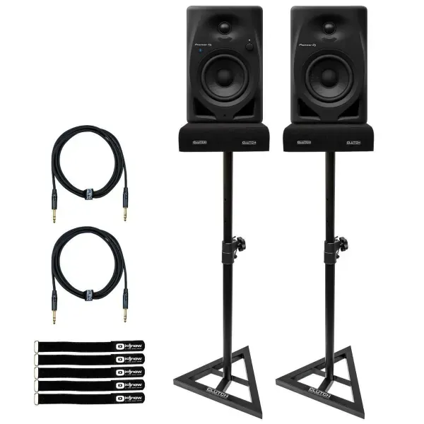 Pioneer DJ DM-40D 4" Black Studio Monitor Reference Speakers w Stands