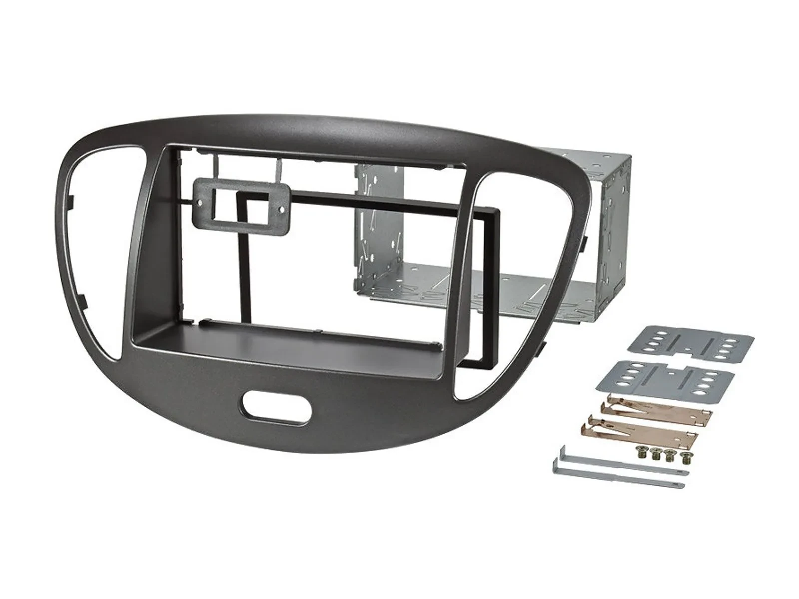 Einbaurahmen Set Doppel DIN Autoradio für Hyundai i10 2008-2013 dunkelsilber