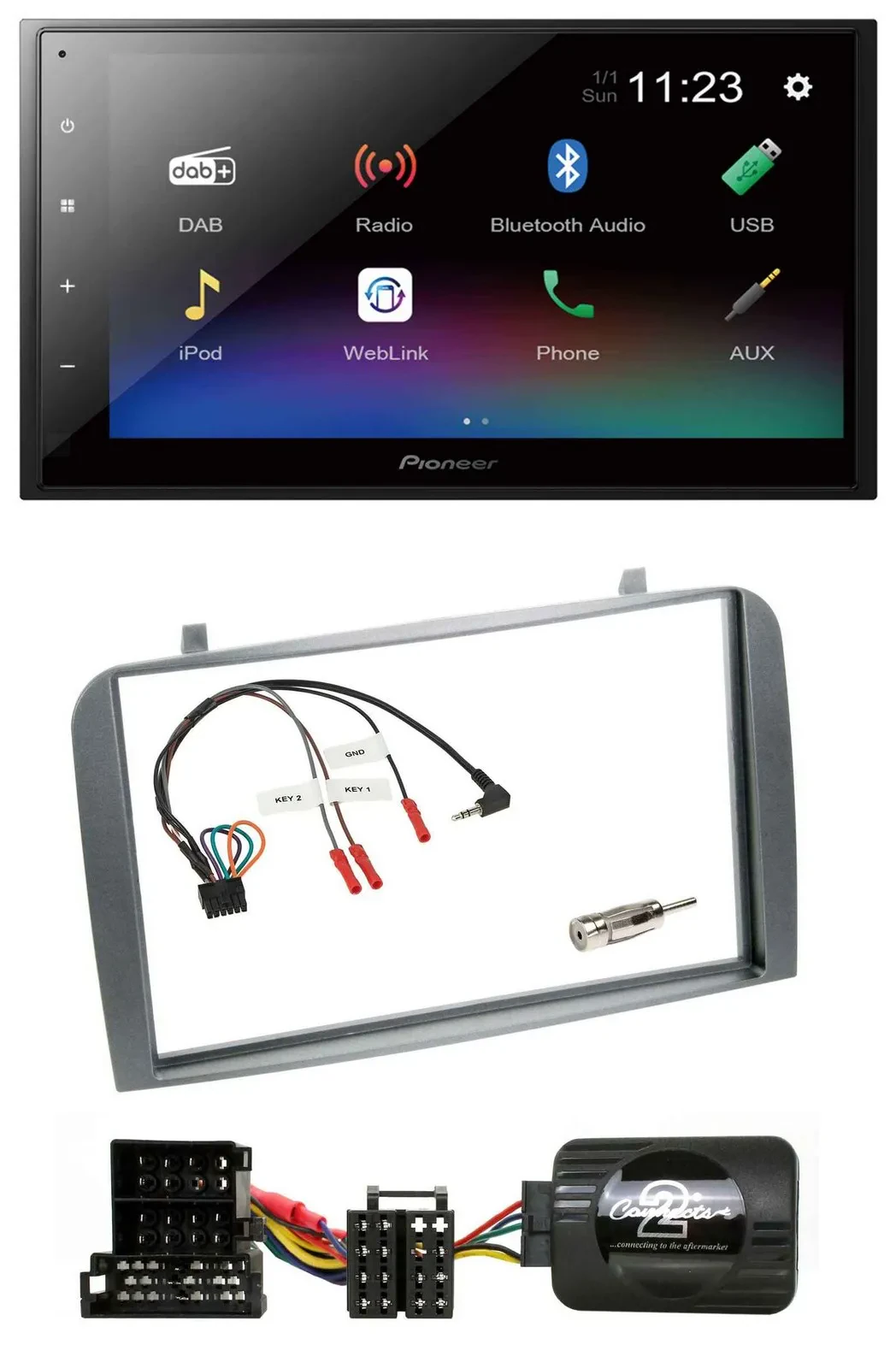 Pioneer USB Bluetooth DAB 2DIN Lenkrad Autoradio für Alfa Romeo GT 147 2000-2008