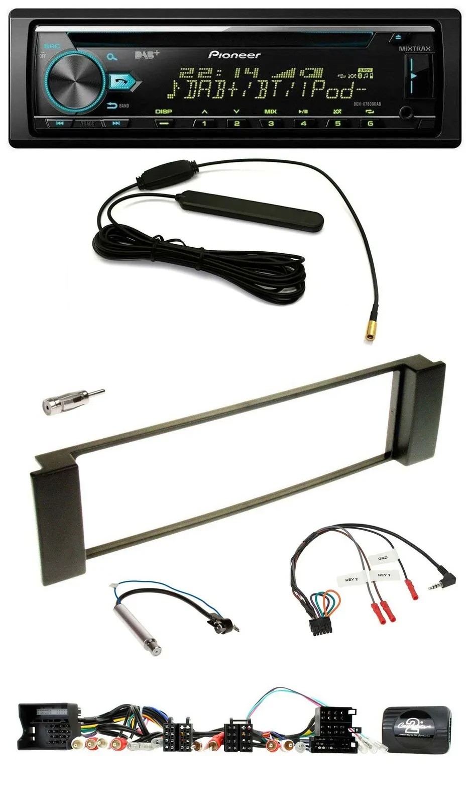 Автомагнитола для Audi A3/A6 (2000–2004) Pioneer CD/MP3, DAB, USB, поддержка CAN-Bus, управление с руля