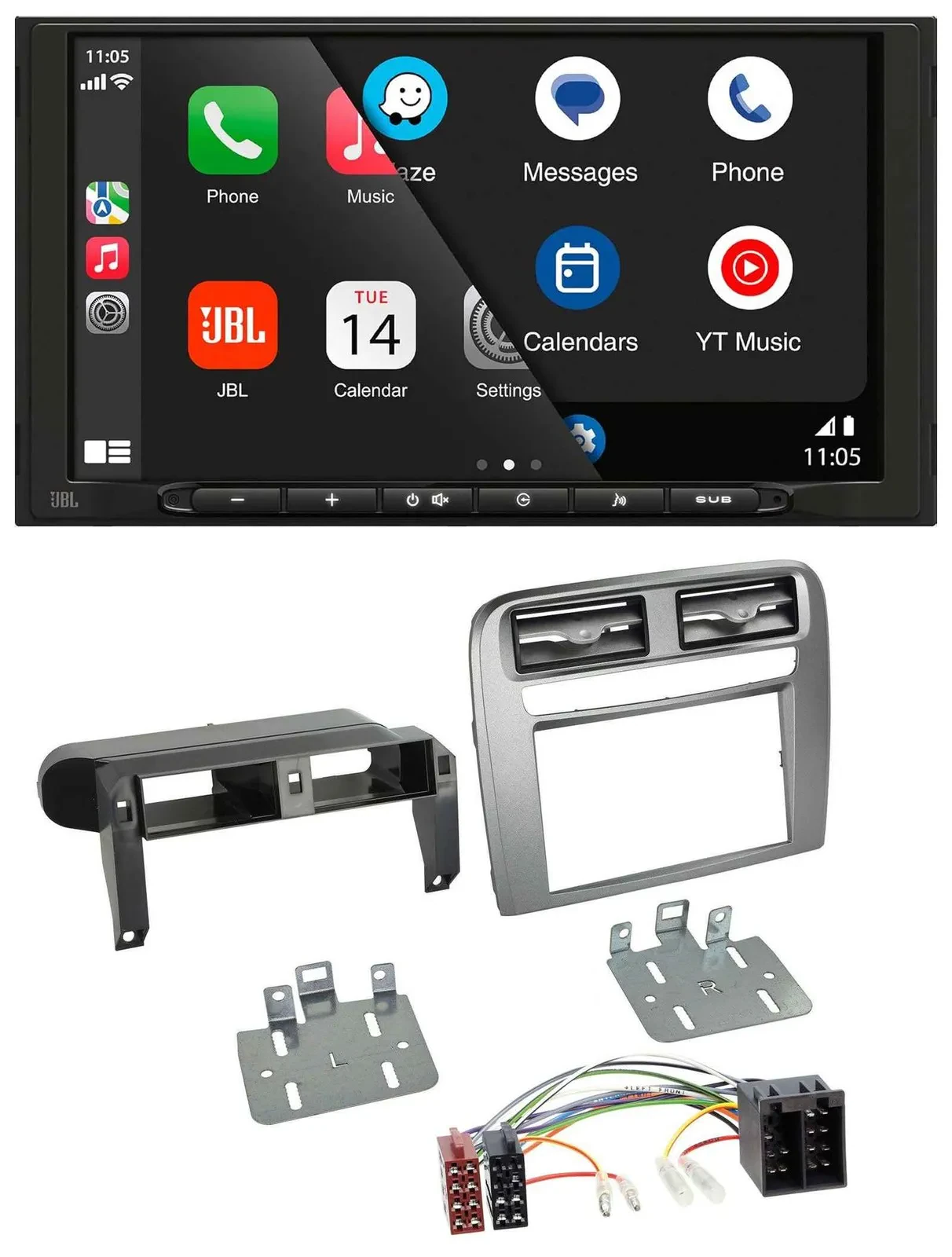 JBL USB 2DIN MP3 Bluetooth AUX Autoradio für Fiat Grande Punto 05-09 anthrazit m