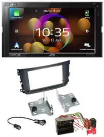 JVC DAB MP3 2DIN Bluetooth USB Autoradio für Smart ForTwo 2010-14 Quadlock