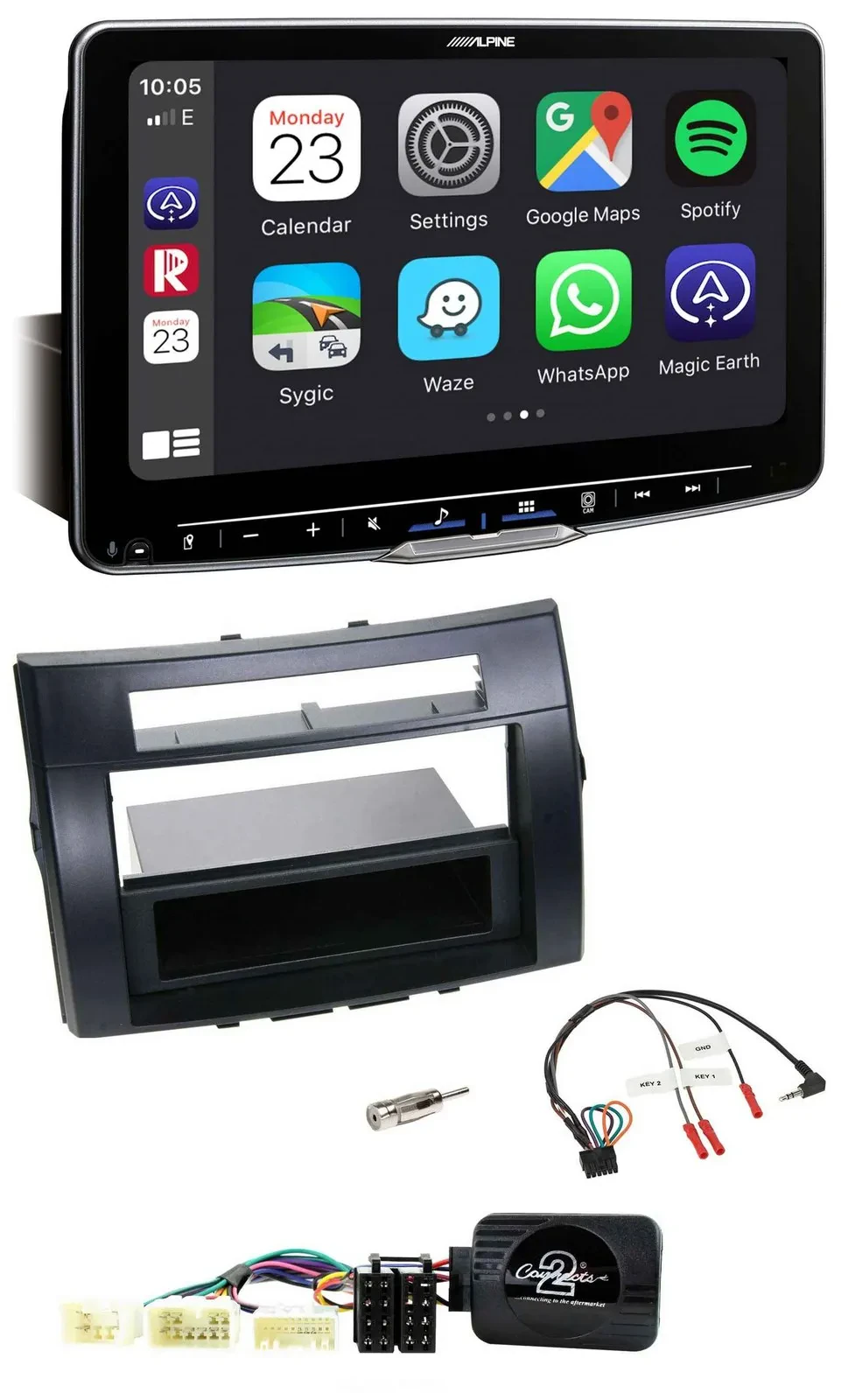 Автомагнитола для Toyota Corolla Verso 2004–2007 Alpine Bluetooth, USB, DAB, чёрная