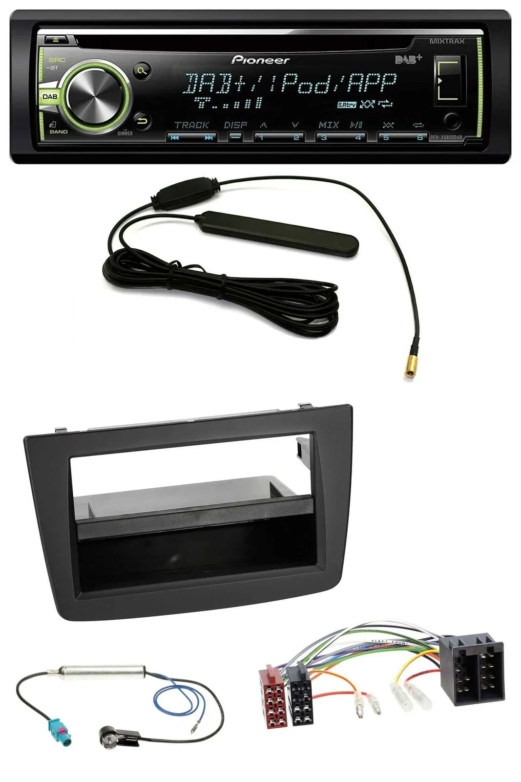 Автомагнитола для Alfa Romeo Mito (2008–2014) Pioneer MP3 USB CD DAB AUX, ISO, черная