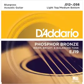 Струны для акустической гитары D'Addario EJ19 12-56, бронза фосфорная